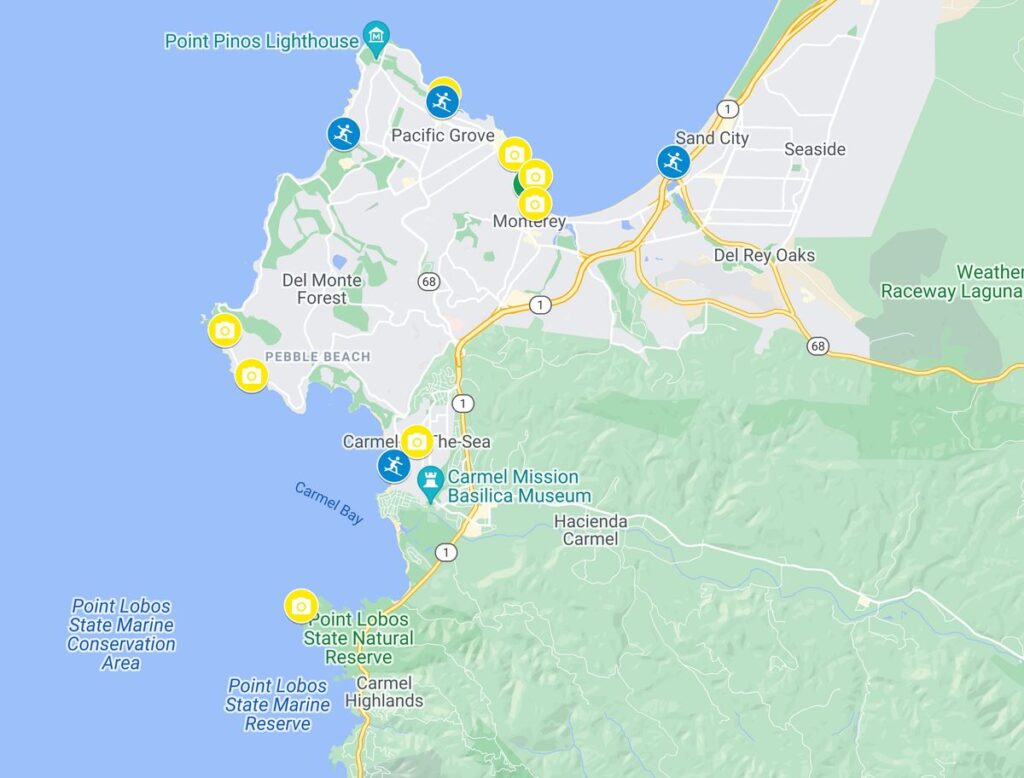 Map of things to do in Monterey