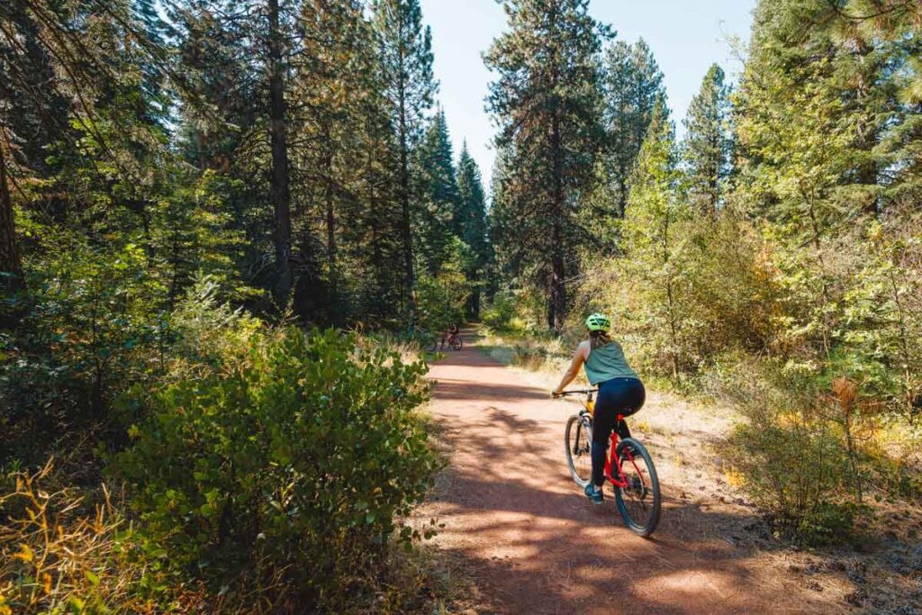 Cyclist on the Lake Siskiyou one of the things to do in Mount Shasta