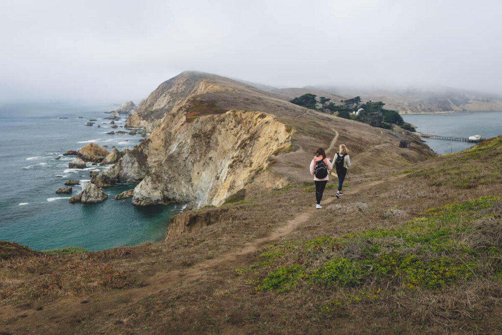 Hiking past Chimney Rock for Point Reyes hikes.