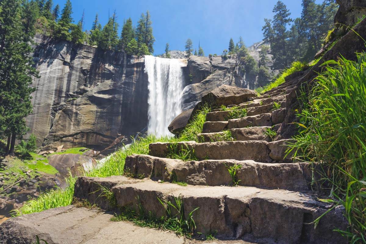 Steps carved into the granite along the Mist Trail in Yosemite National Park