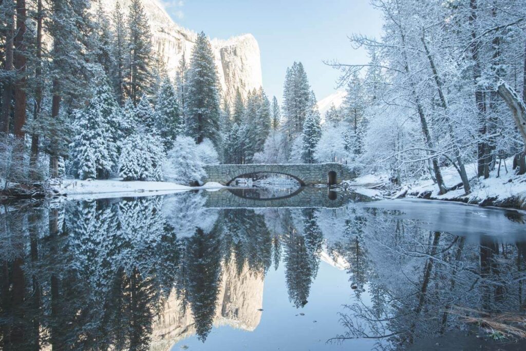 Bridge in winter for things to do in Yosemite