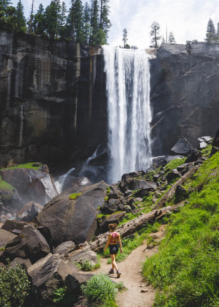 hiking trail in front of vernal falls hike