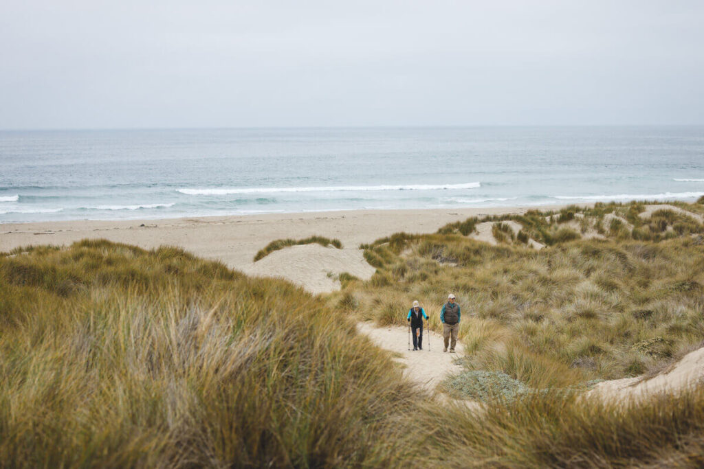 Walkers on Kehoe Beach trail one of the Point Reyes beaches