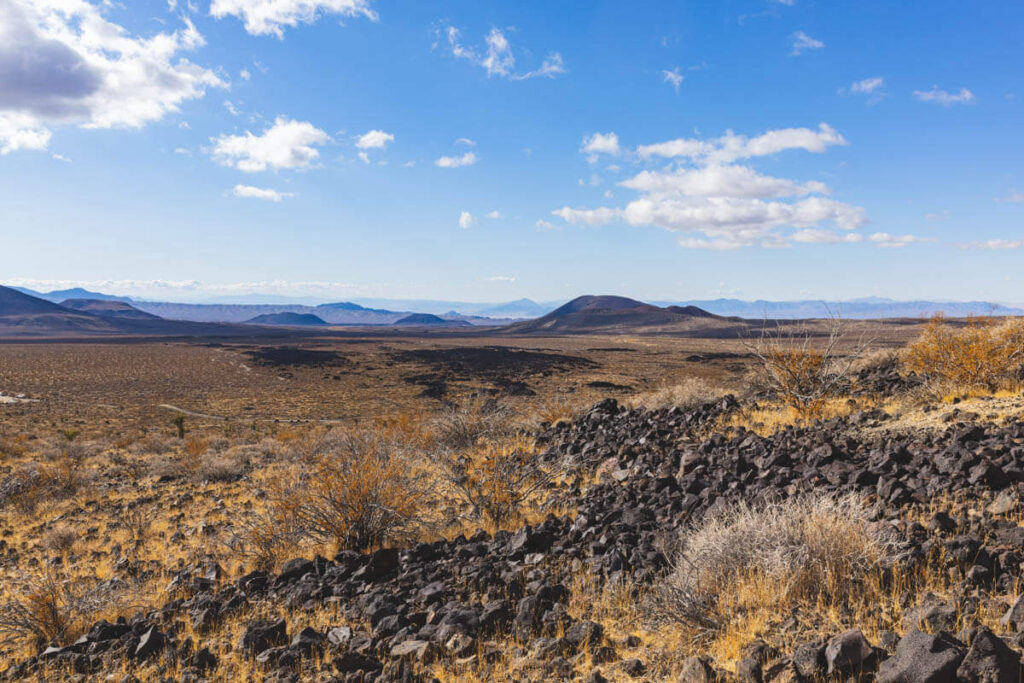 Rocky lansdcape around the Mojave Desert Lava Tube