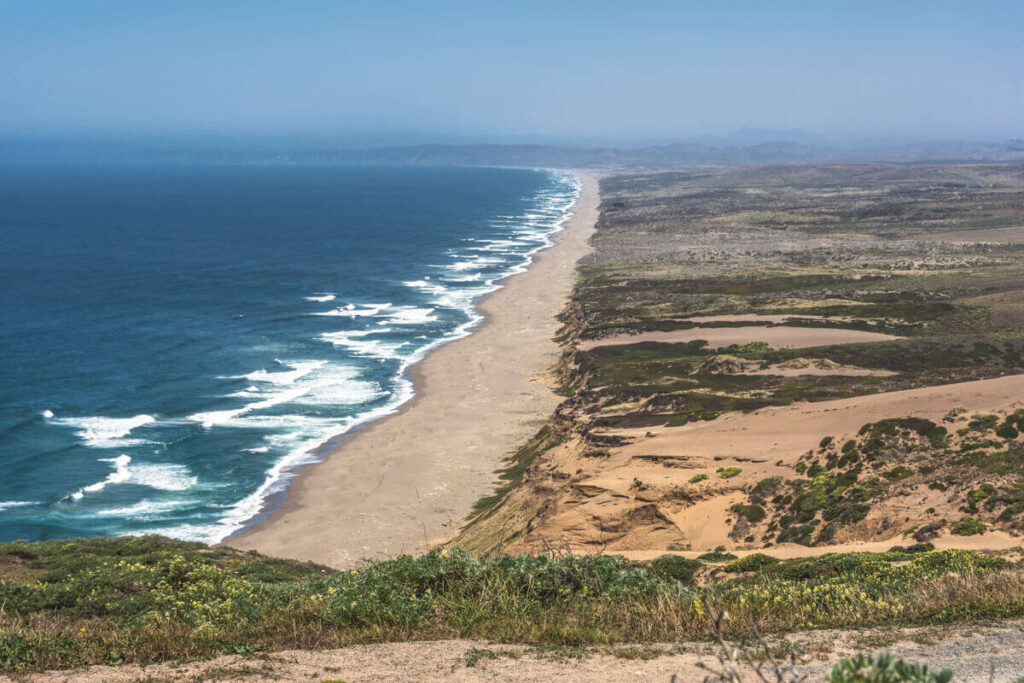 View over South Beach one of the Point Reyes beaches