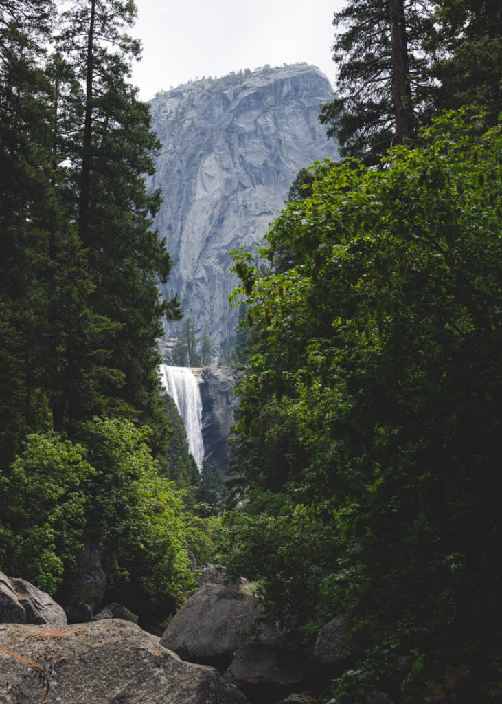 vernal falls view from mist trail on vernal falls in yosemite