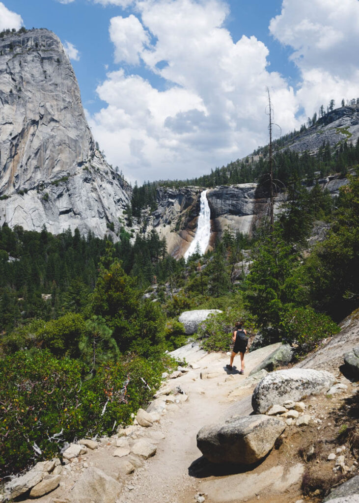 hiking clark point trail to vernal falls in yosemite
