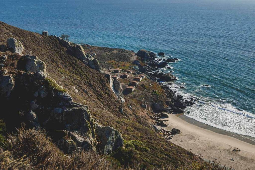 Some accommodation buildings at Steep Ravine Beach.