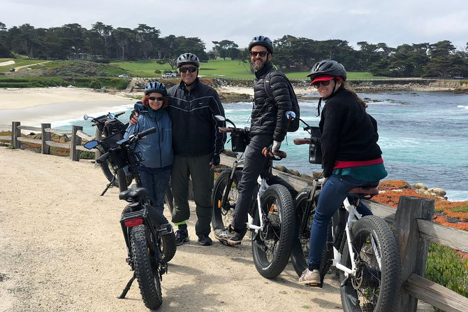 A group of people on an electric bike tour in Monterey.