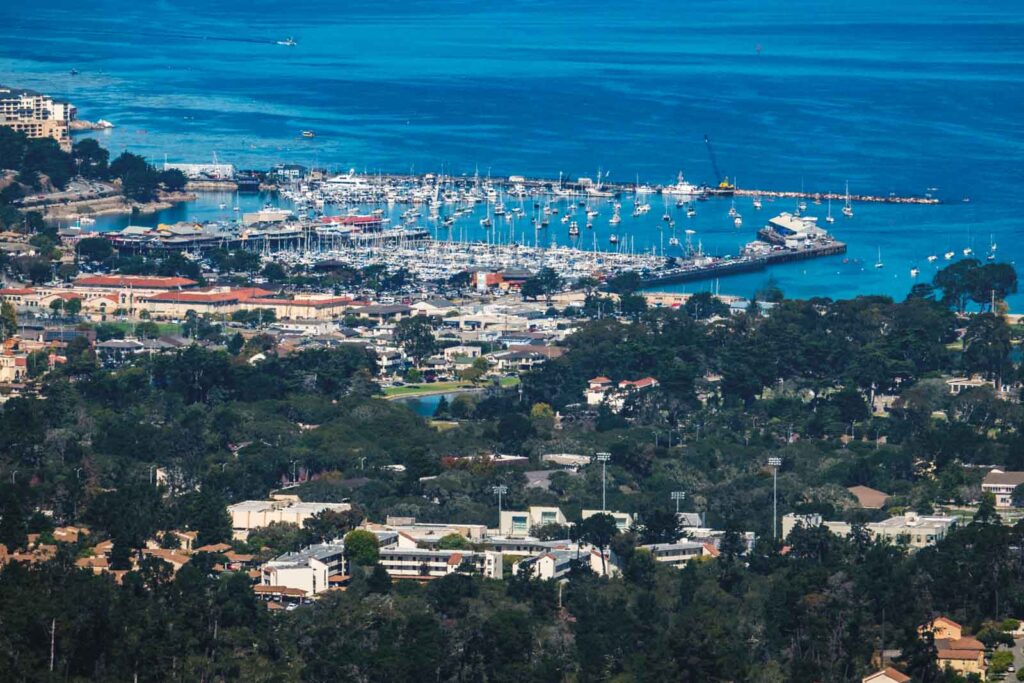 A view over Monterey town and Monterey Bay from the summit of Jack's Peak County Park.