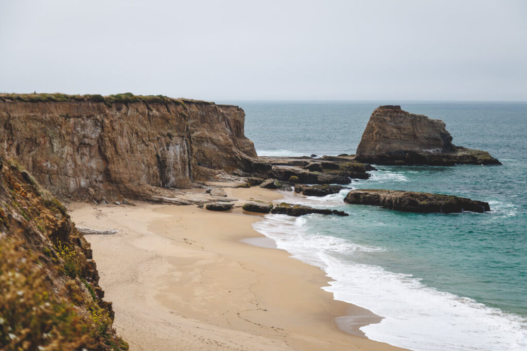 An empty panther beach on an overcast day in Coast Diaries State Park.