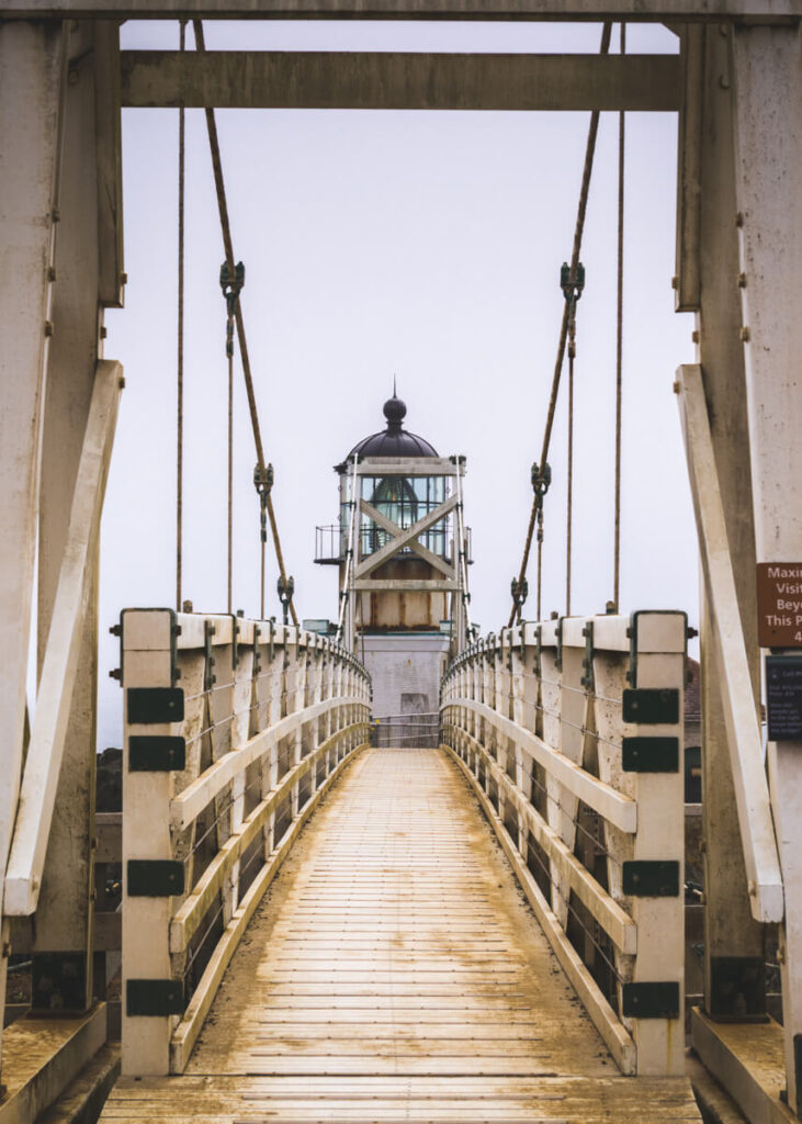 Wooden bridge that crosses over to Point Bonita Lighthouse.