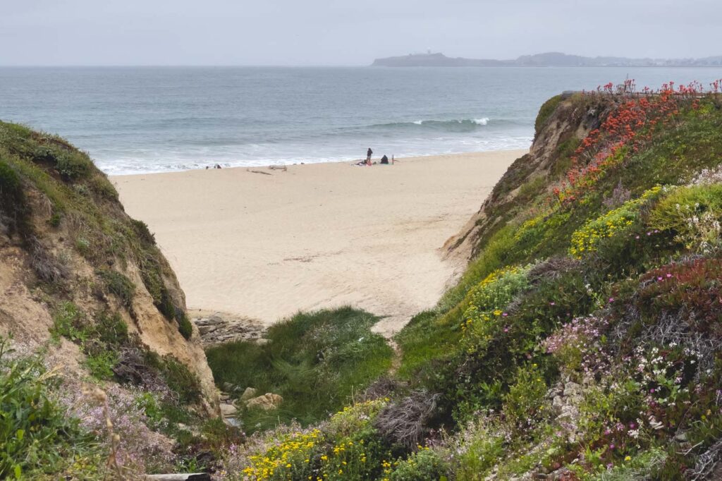 A secluded beach along the Half Moon Bay coastal trail.