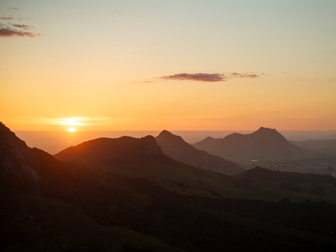Dramatic sunset view over the hills of San Luis Obispo, California.